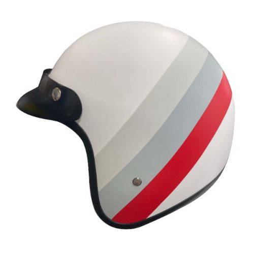 NIU CLASSIC HELMET C34 ECE (Matte White, Red and Grey - Large)